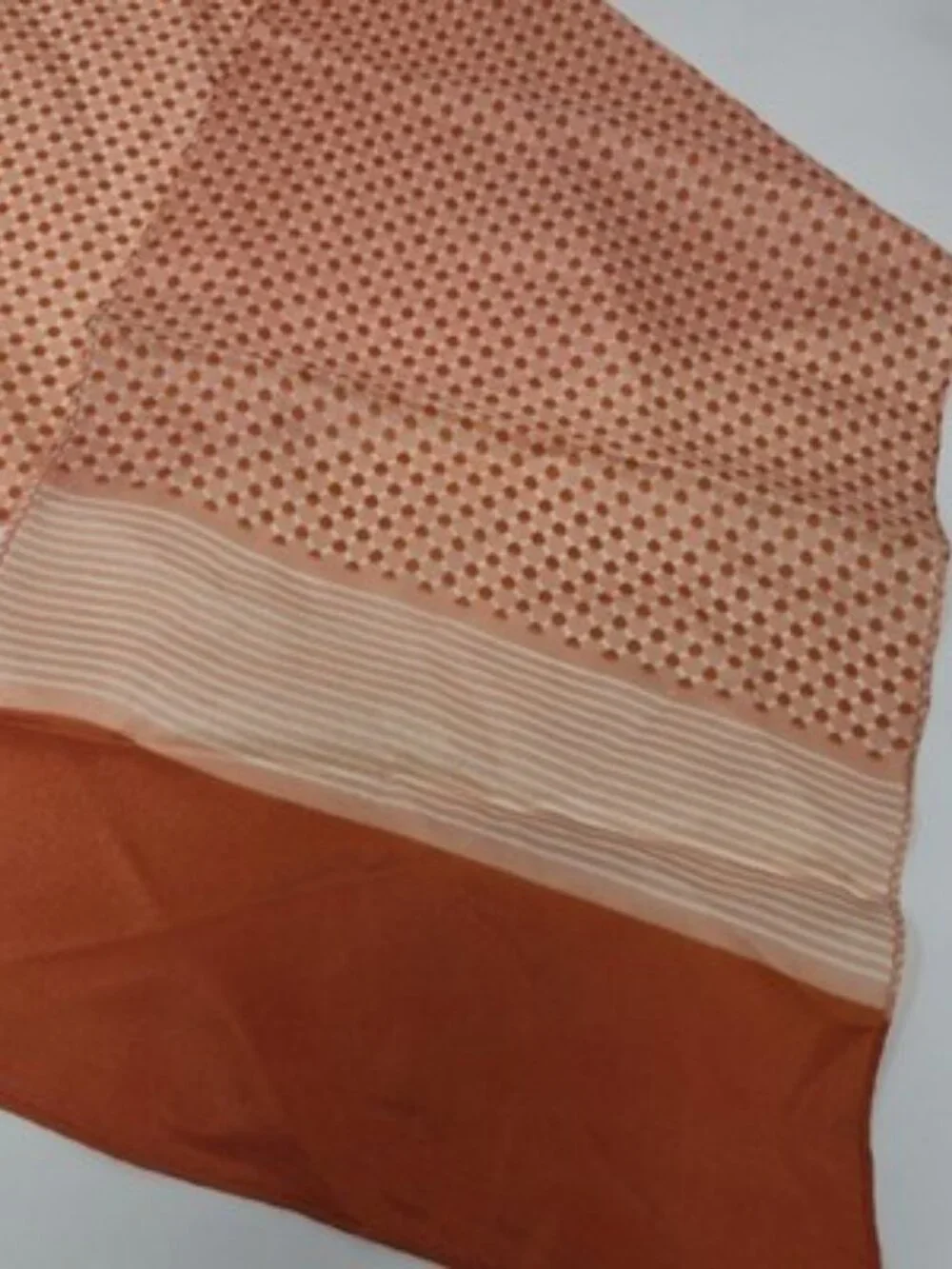 ​Vintage Glentex Scarf RN3988 100% Acetate Peach Polka Dot/Stripes Made In Japan